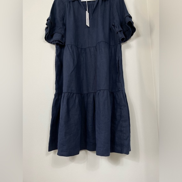 Chico's Short Solid Linen Sundress Blue Classic Navy Women's Dress Size 1US NWT - Picture 4 of 15